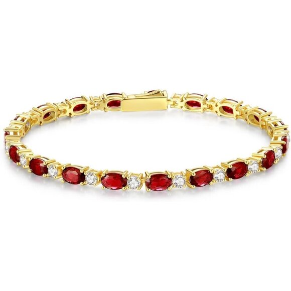 ✨ Fancime Birthstone Bracelets Women Gold 14K Plated Sterling Tennis Jewelry - Picture 1 of 6
